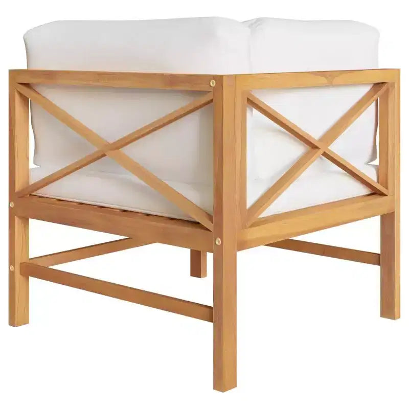 vidaXL Banc de jardin 2 places avec coussins crème Bois de teck massif