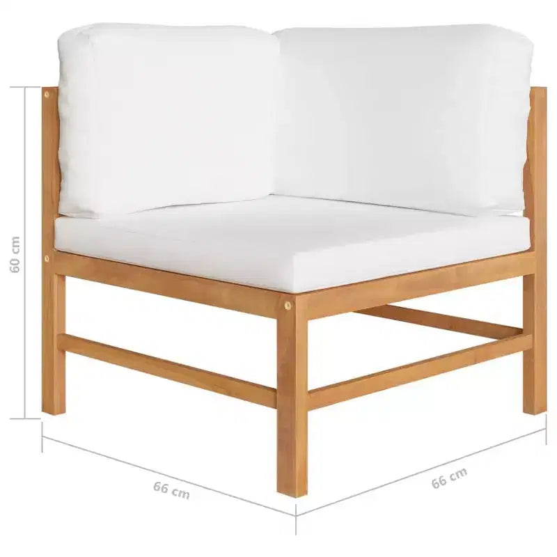 vidaXL Banc de jardin 2 places avec coussins crème Bois de teck massif