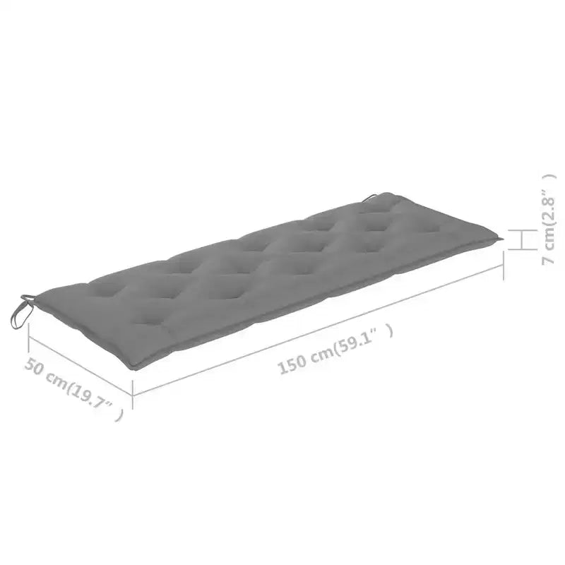 vidaXL Banc de jardin à 3 places avec coussin gris en bois d'eucalyptus massif - Sièges d'extérieur confortables - Facile à assembler - Durable et résistant aux intempéries