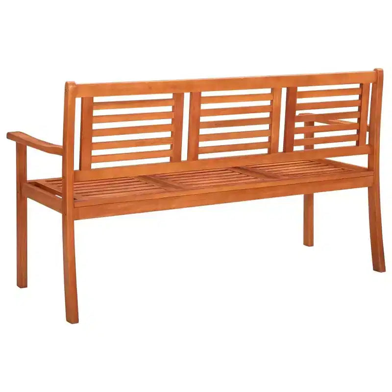 Banc de jardin à trois places vidaXL, assise coussinée, bois d'eucalyptus massif naturel, surface huilée facile à nettoyer, parfait pour l'extérieur
