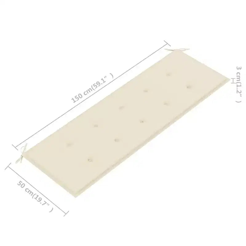 vidaXL Banc de jardin 3 places en bois d'eucalyptus massif avec coussin beige - Siège extérieur de style rustique pour jardin, terrasse ou patio