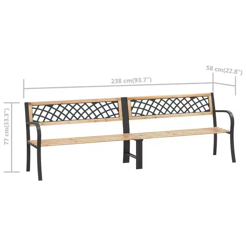 vidaXL Banc de terrasse d'extérieur Banc de jardin extérieur avec dossier accoudoirs Bois - 93,7 x 22,8 x 30,3