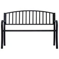 vidaXL Outdoor Patio Bench Park Outdoor Garden Bench for Yard Porch Steel - Black