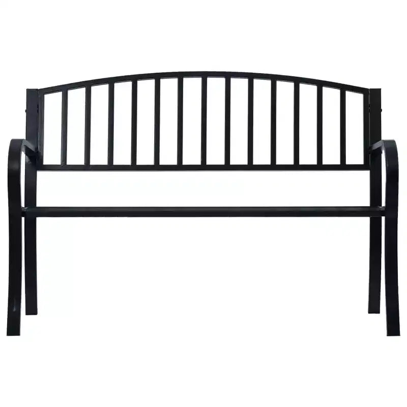 vidaXL Outdoor Patio Bench Park Outdoor Garden Bench for Yard Porch Steel - Black