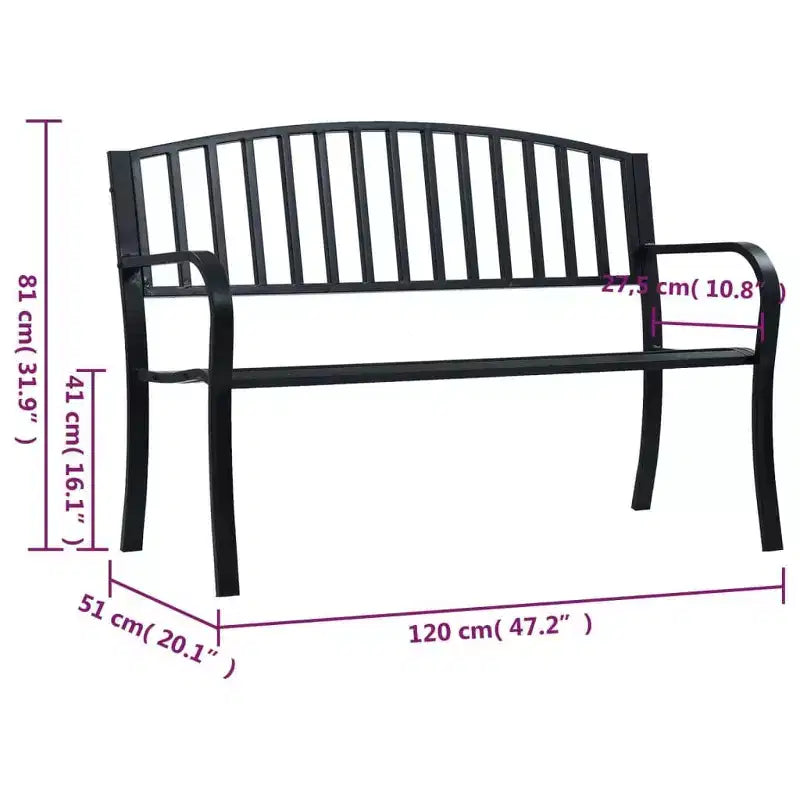 vidaXL Banc de jardin extérieur en acier pour terrasse, jardin, porche - Noir