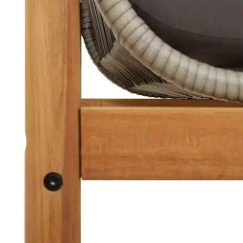 Banc de patio vidaXL avec coussin – Rotin synthétique gris/Banc de jardin en acacia, banc d'extérieur avec housses amovibles et cadre robuste, 85 x 21.9 x 18.9