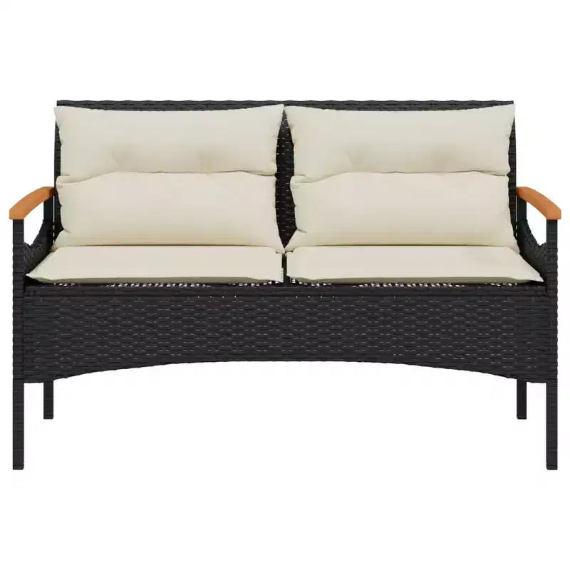 vidaXL Banc de jardin avec coussins 45,7x24,6x29,1 Noir résine tressée - Noir