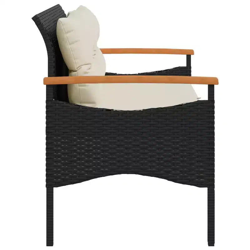 vidaXL Banc de jardin avec coussins 45,7x24,6x29,1 Noir résine tressée - Noir