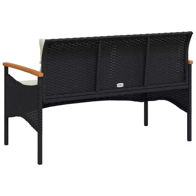 vidaXL Banc de jardin avec coussins 45,7x24,6x29,1 Noir résine tressée - Noir