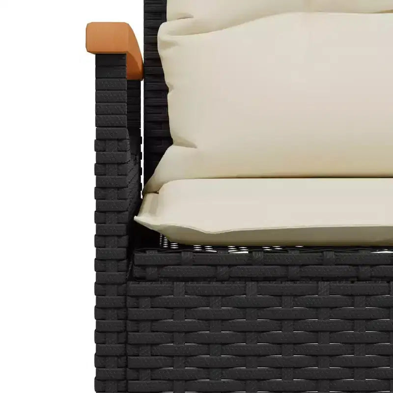 vidaXL Banc de jardin avec coussins 45,7x24,6x29,1 Noir résine tressée - Noir