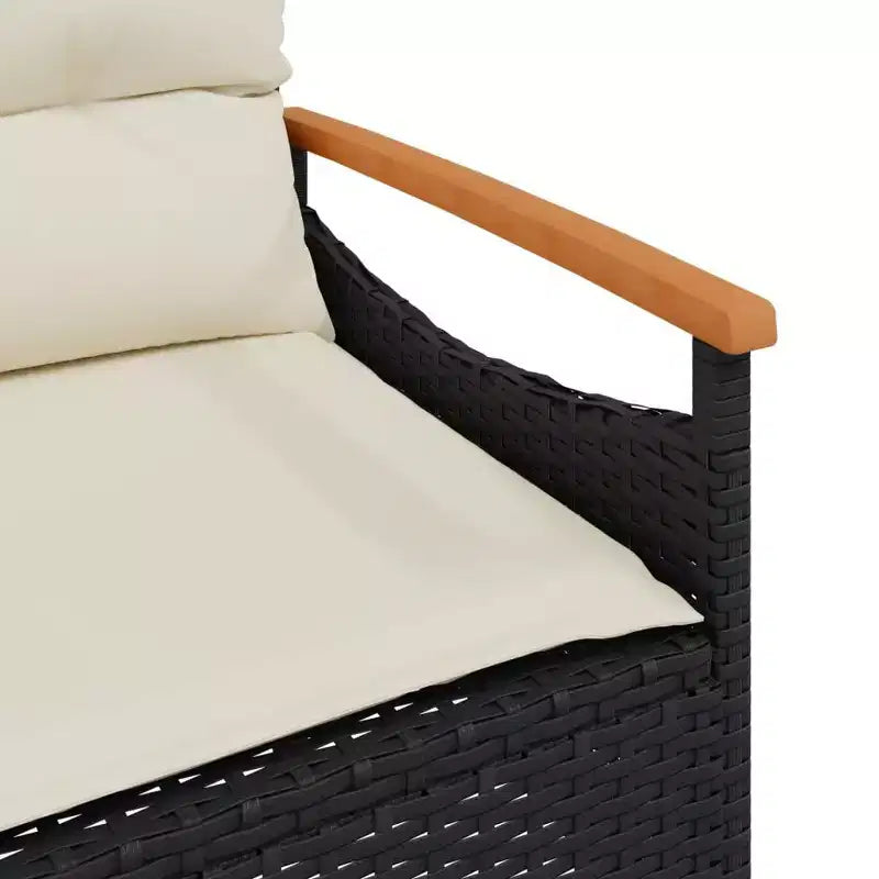 vidaXL Banc de jardin avec coussins 45,7x24,6x29,1 Noir résine tressée - Noir