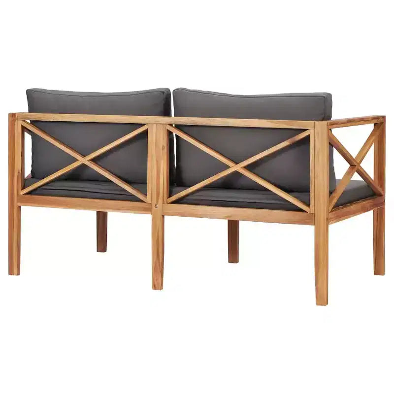 vidaXL Banc de jardin Gris foncé et teck Bois de teck et polyester 2 places