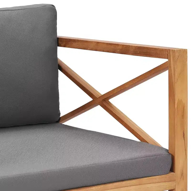 vidaXL Banc de jardin Gris foncé et teck Bois de teck et polyester 2 places