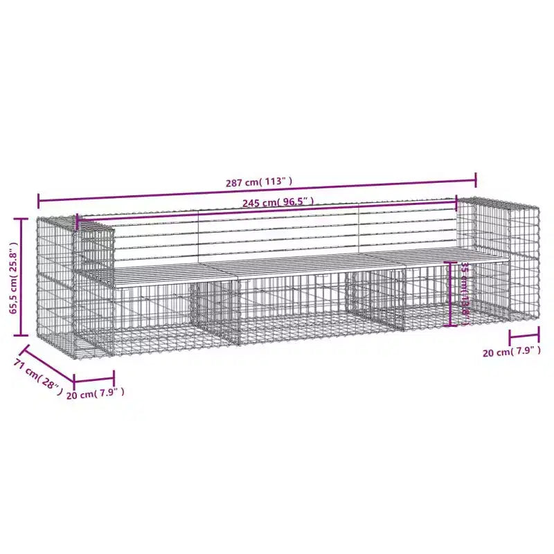 vidaXL Banc de jardin marron et argent Bois de pin massif, acier galvanisé
