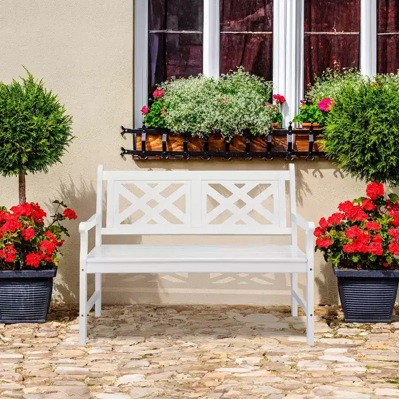 VINGLI Banc d'extérieur 50 en bois, banc de porche en bois blanc résistant aux intempéries, capacité de 800 lb, banc de jardin pour cour, patio, parc extérieur