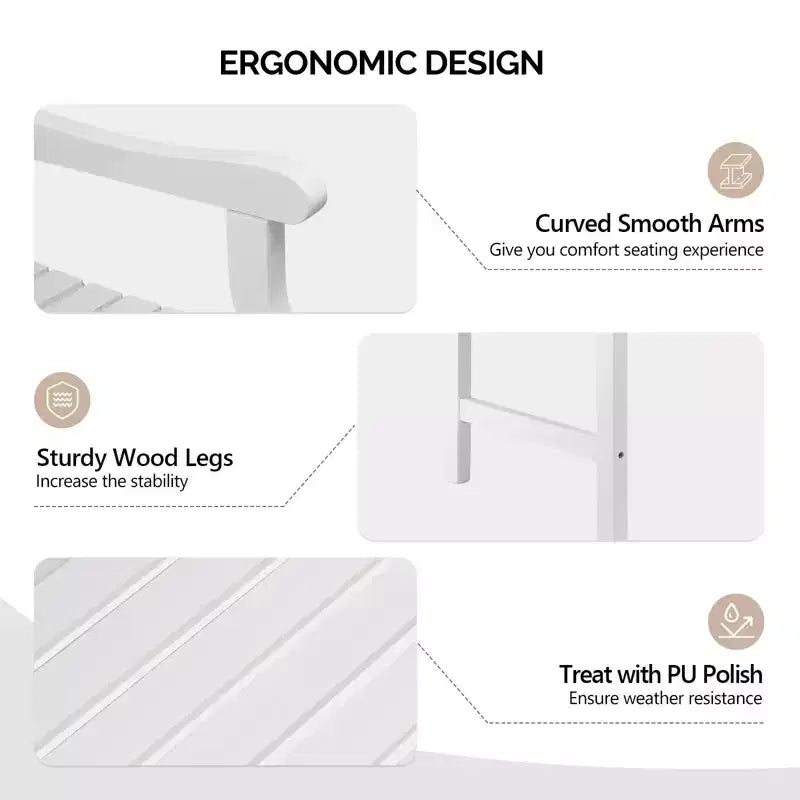 VINGLI Banc d'extérieur 50 en bois, banc de porche en bois blanc résistant aux intempéries, capacité de 800 lb, banc de jardin pour cour, patio, parc extérieur