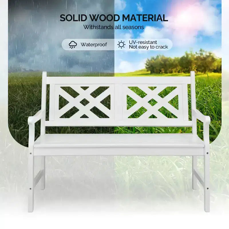 VINGLI Banc d'extérieur 50 en bois, banc de porche en bois blanc résistant aux intempéries, capacité de 800 lb, banc de jardin pour cour, patio, parc extérieur