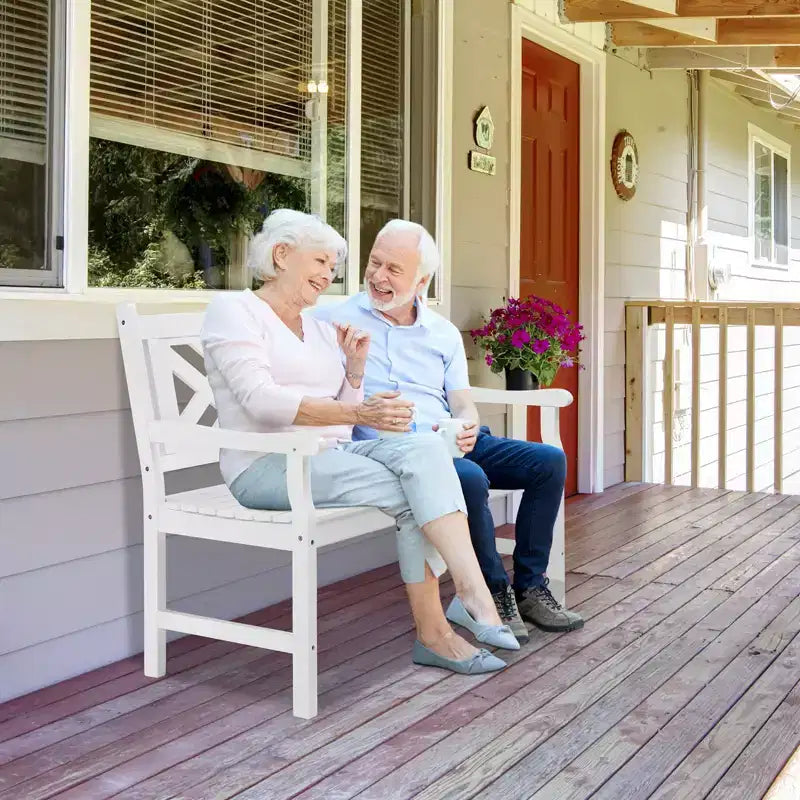 VINGLI Banc d'extérieur 50 en bois, banc de porche en bois blanc résistant aux intempéries, capacité de 800 lb, banc de jardin pour cour, patio, parc extérieur