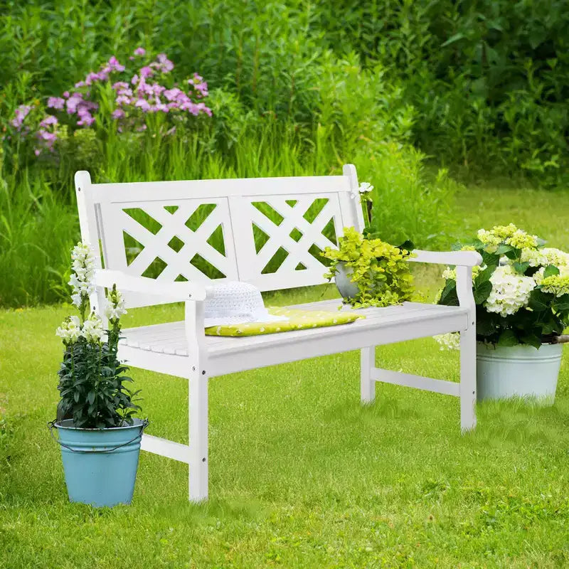 VINGLI Banc d'extérieur 50 en bois, banc de porche en bois blanc résistant aux intempéries, capacité de 800 lb, banc de jardin pour cour, patio, parc extérieur