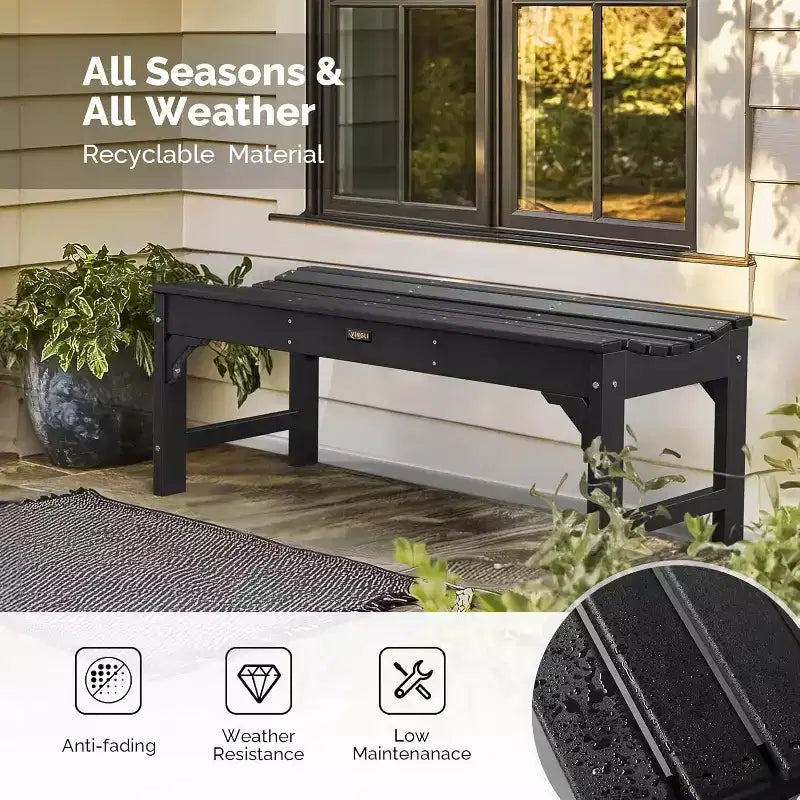 VINGLI Banc d'extérieur, banc de patio tout temps, banc de parc surdimensionné en poly bois de 360 kg de capacité pour jardin, porche, balcon