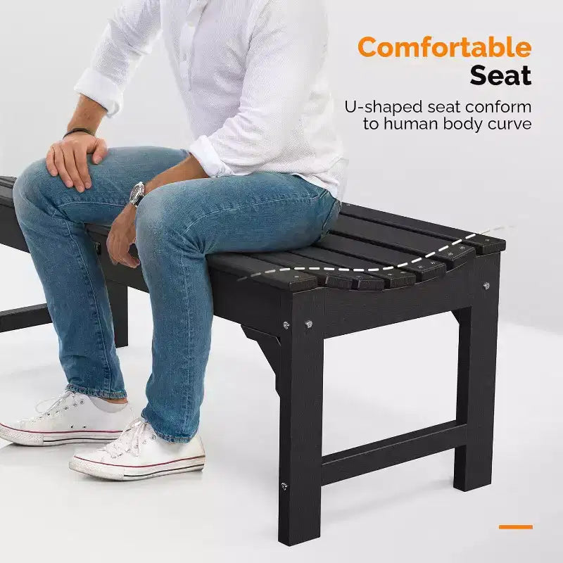 VINGLI Banc d'extérieur, banc de patio tout temps, banc de parc surdimensionné en poly bois de 360 kg de capacité pour jardin, porche, balcon