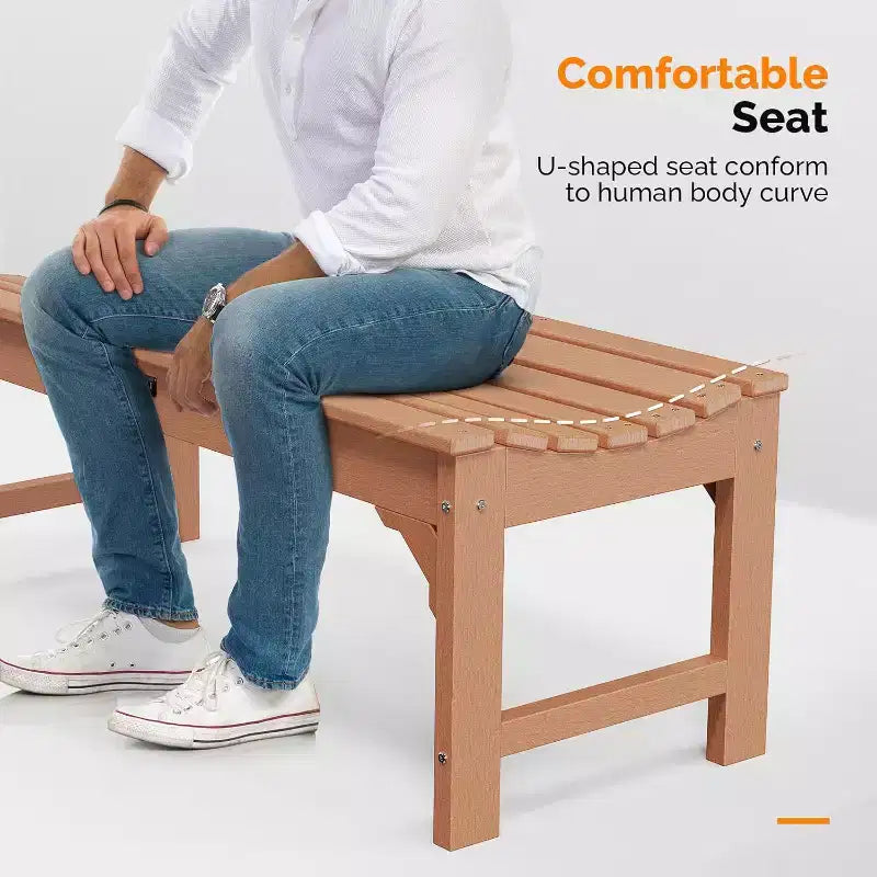 VINGLI Banc d'extérieur, banc de patio tout temps, banc de parc surdimensionné en poly bois de 360 kg de capacité pour jardin, porche, balcon