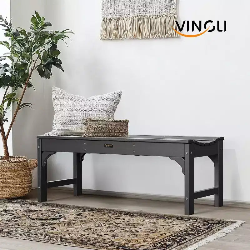 VINGLI Banc d'extérieur, banc de patio tout temps, banc de parc surdimensionné en poly bois de 360 kg de capacité pour jardin, porche, balcon