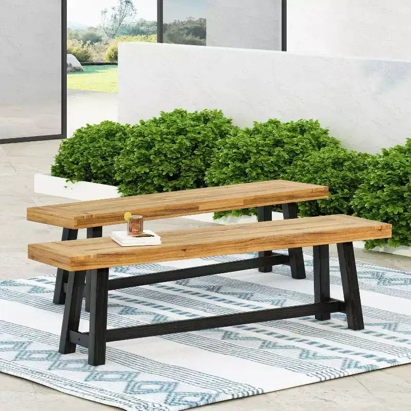 Christopher Knight Home Raphael Outdoor 63 Acacia Wood Bench (Set of 2)