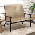 Costway 2-Person Patio Garden Bench with High Back and Armrests 880 lbs Weight Capacity