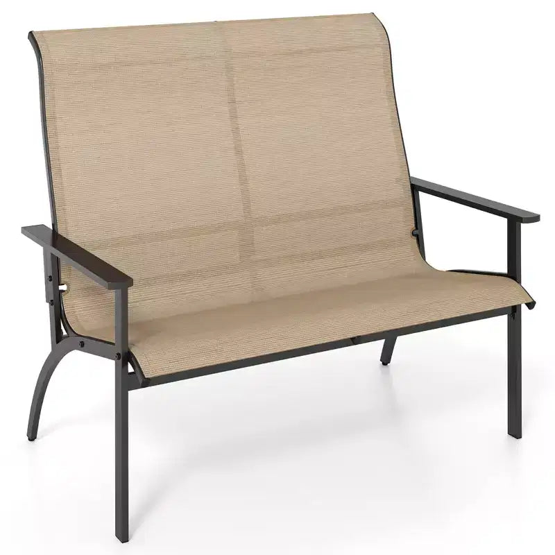 Banc de jardin Costway 2 places avec dossier haut et accoudoirs, capacité de charge de 399 kg