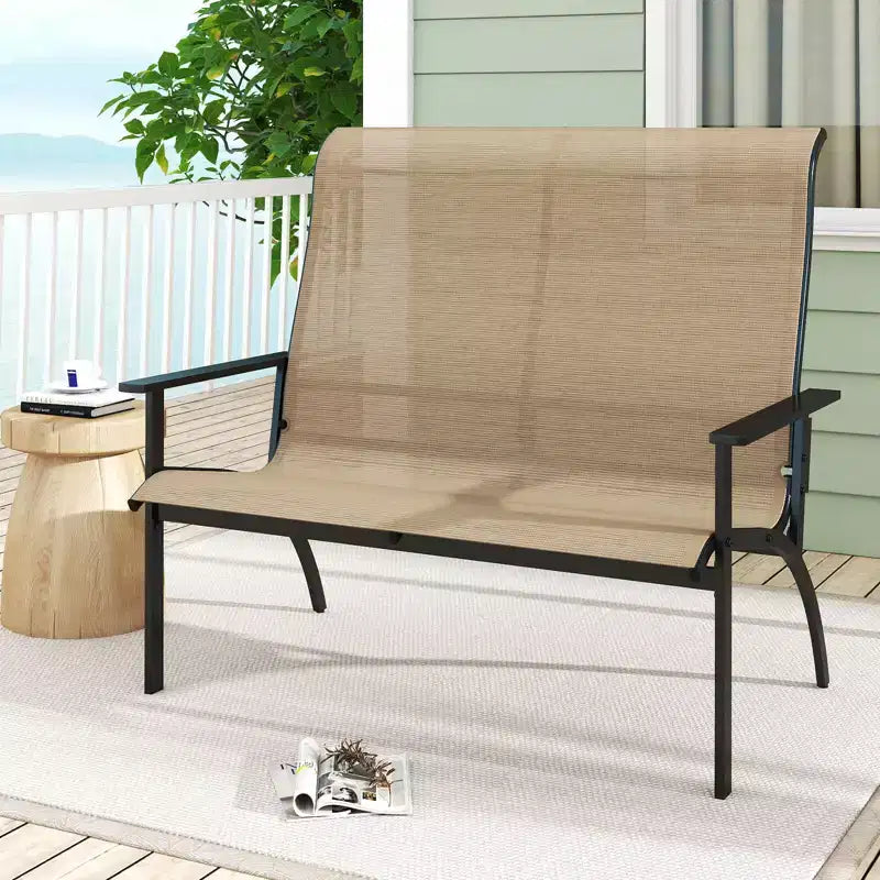 Banc de jardin Costway 2 places avec dossier haut et accoudoirs, capacité de charge de 399 kg