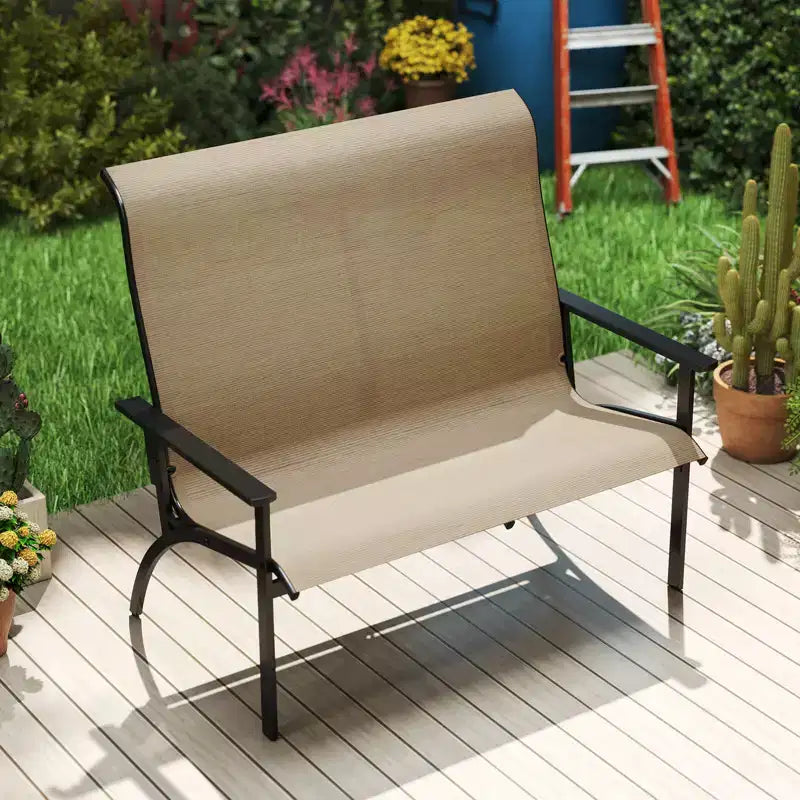 Banc de jardin Costway 2 places avec dossier haut et accoudoirs, capacité de charge de 399 kg