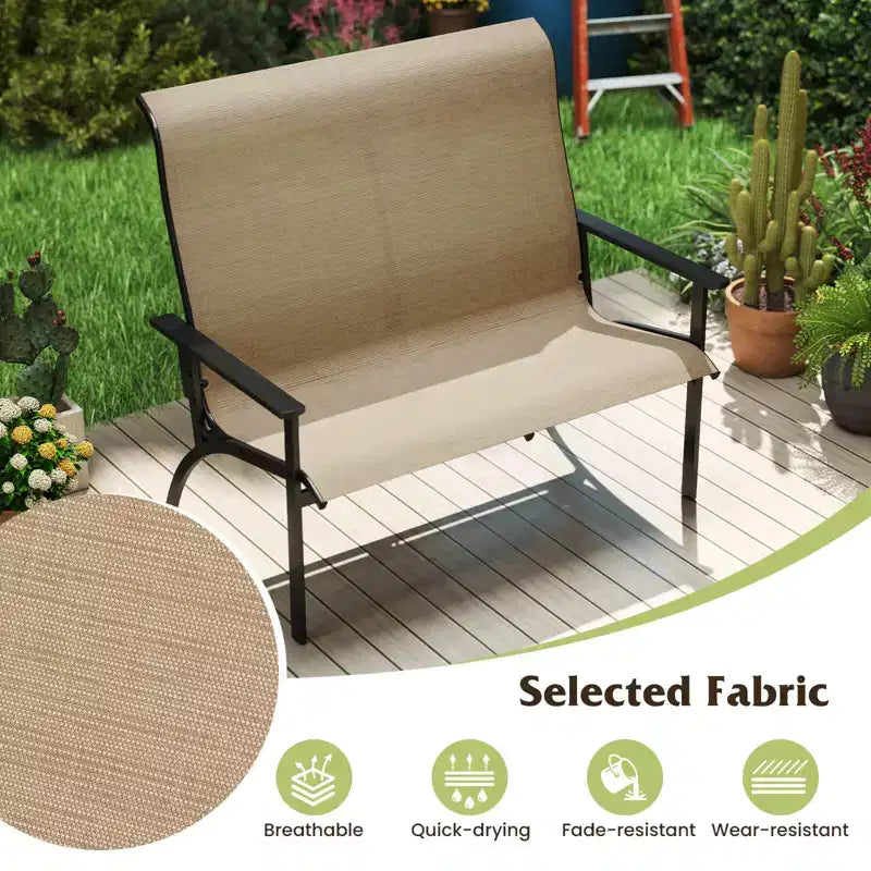 Banc de jardin Costway 2 places avec dossier haut et accoudoirs, capacité de charge de 399 kg