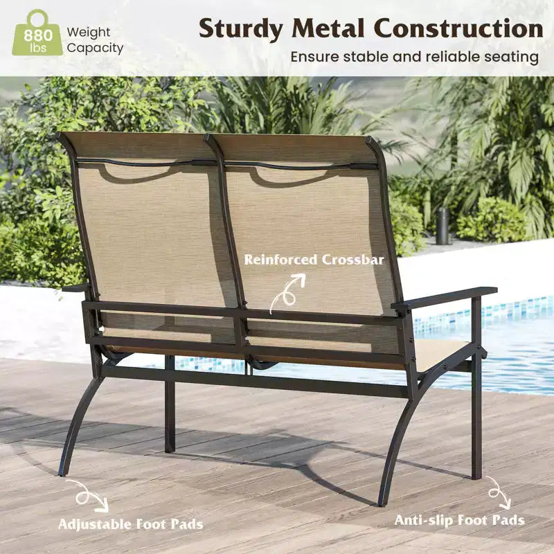 Banc de jardin Costway 2 places avec dossier haut et accoudoirs, capacité de charge de 399 kg