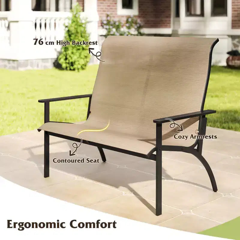 Banc de jardin Costway 2 places avec dossier haut et accoudoirs, capacité de charge de 399 kg