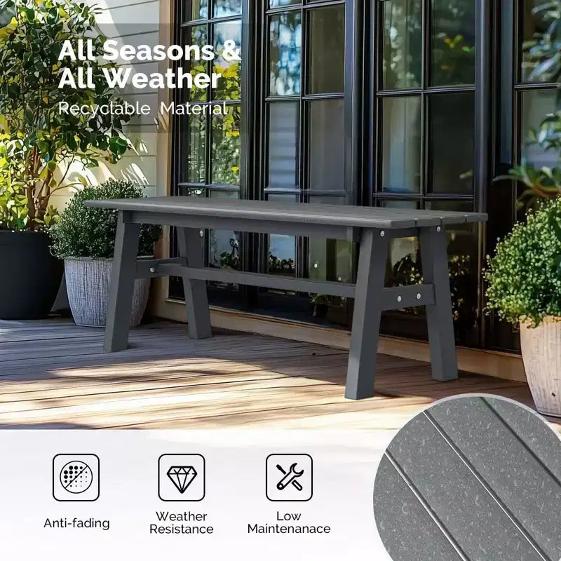 Karl Home | Banc de terrasse de 47 po en PEHD avec pieds en métal