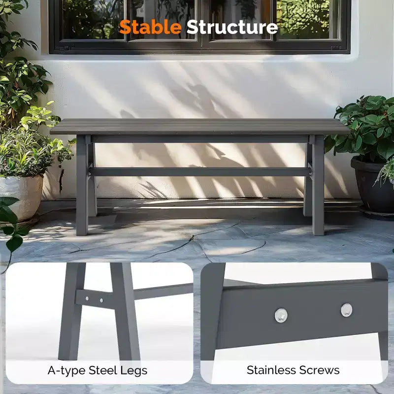 Karl Home | Banc de terrasse de 47 po en PEHD avec pieds en métal