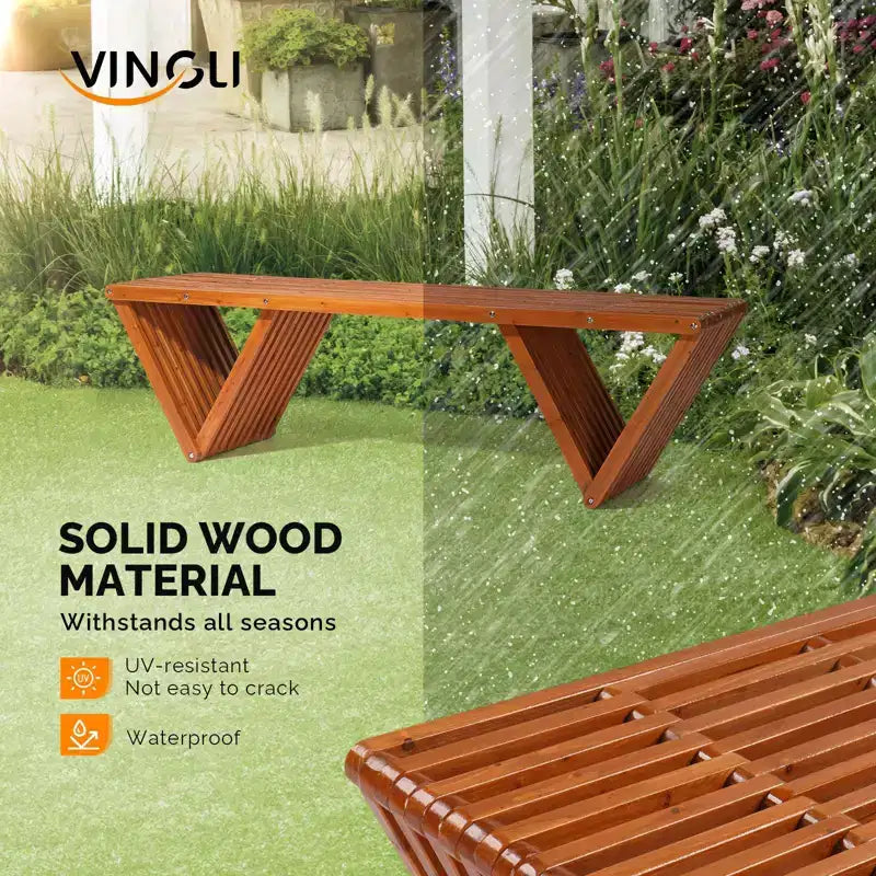 Karl Home | Banc d'extérieur en bois pour 2 personnes de 160 cm avec piètement triangulaire