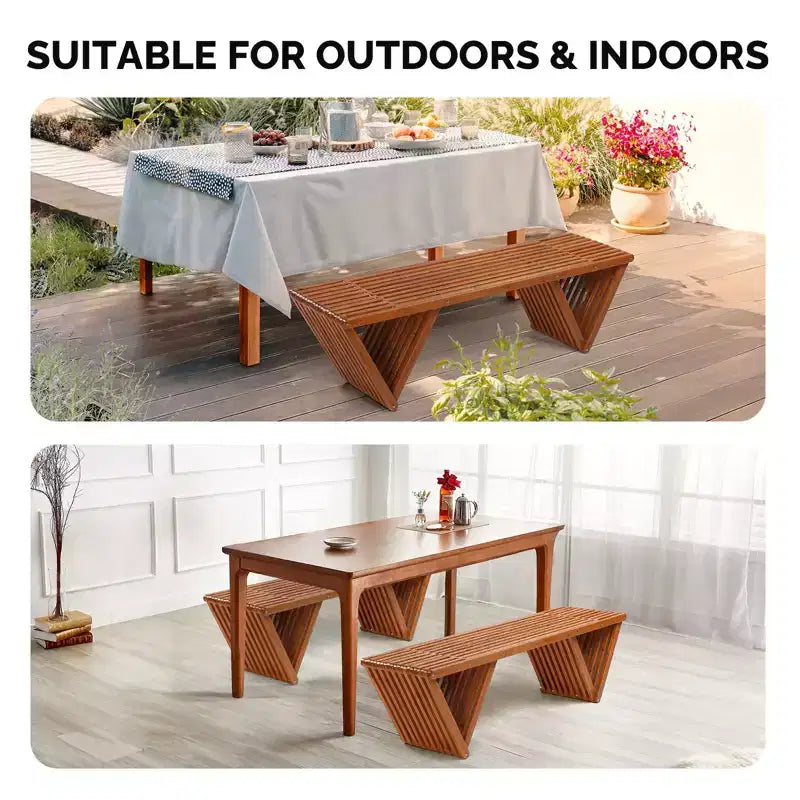 Karl Home | Banc d'extérieur en bois pour 2 personnes de 160 cm avec piètement triangulaire