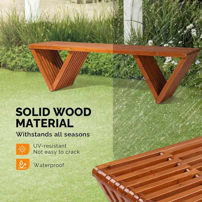 Karl Home | Banc d'extérieur en bois pour 2 personnes de 160 cm avec piètement triangulaire