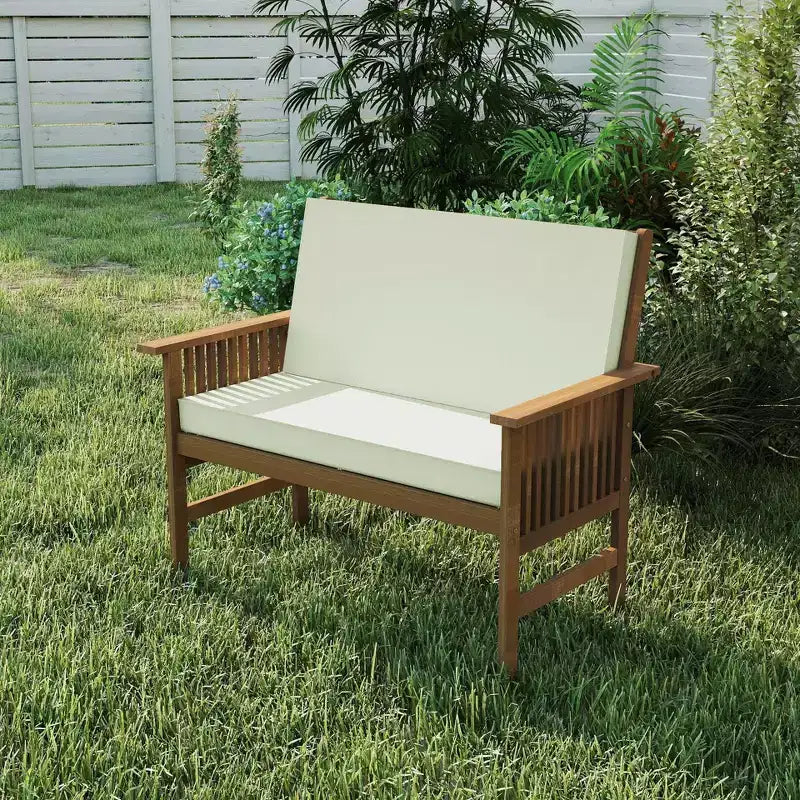 Banc de jardin HOMLUX en bois massif pour patio, chaise 2 places avec coussin d'assise et dossier incliné