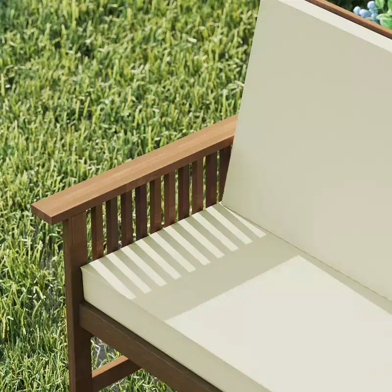 Banc de jardin HOMLUX en bois massif pour patio, chaise 2 places avec coussin d'assise et dossier incliné