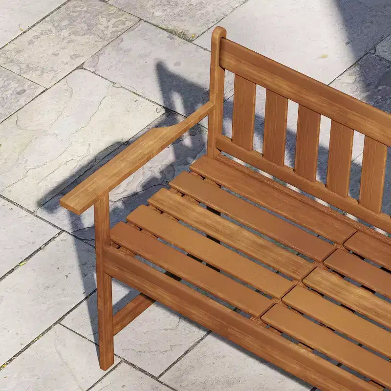 HOMLUX Banc de jardin pour 2 personnes, causeuse de patio extérieure, chaise de porche en bois massif avec accoudoirs, petite table