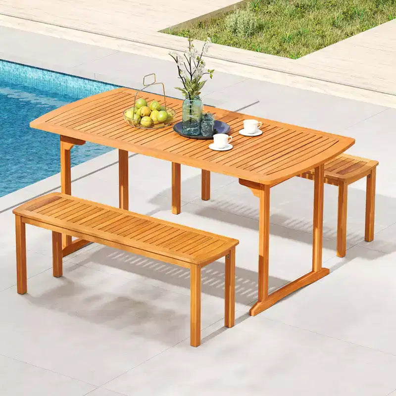 Banc d'extérieur en bois d'acacia Costway, banc de salle à manger de patio de 122 cm de long avec assise à lattes pour le jardin