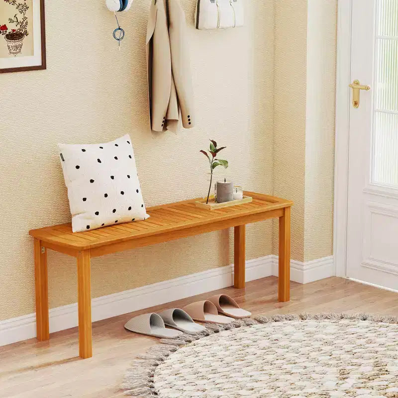 Banc d'extérieur en bois d'acacia Costway, banc de salle à manger de patio de 122 cm de long avec assise à lattes pour le jardin
