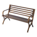 VEVOR Outdoor Bench, 50 inch, Carbon Steel Metal Frame with Slatted Pattern Backrest and Round Edge Armrests, Weatherproof, Antique Bronze