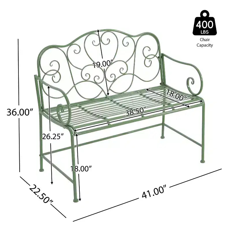 Banc de jardin d'extérieur moderne en fer Christopher Knight Home Clay 41 avec motif floral