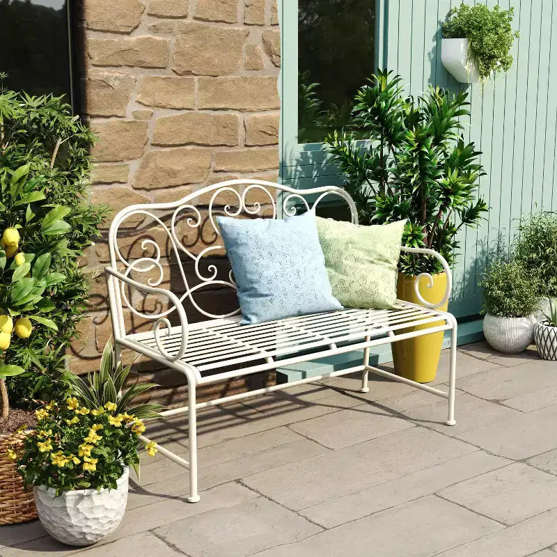 Banc de jardin d'extérieur moderne en fer Christopher Knight Home Clay 41 avec motif floral