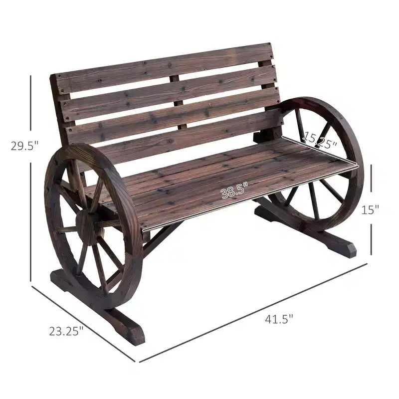 Banc à lattes GDFStudio Ansel Patio en forme de roue de chariot rustique en bois