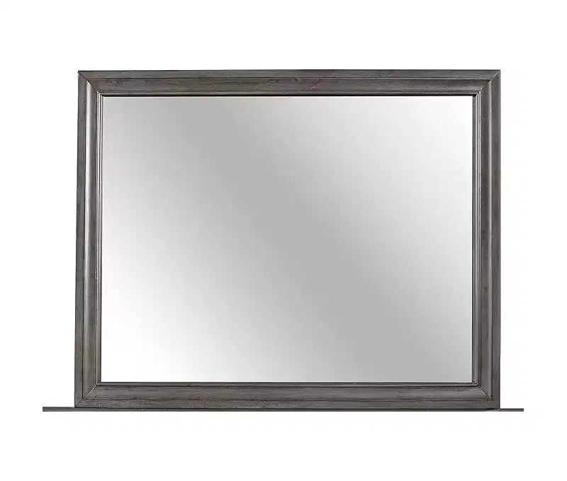 Miroir Séville moderne finition grise, miroir élégant avec encadrement en bois pour chambre ou dressing
